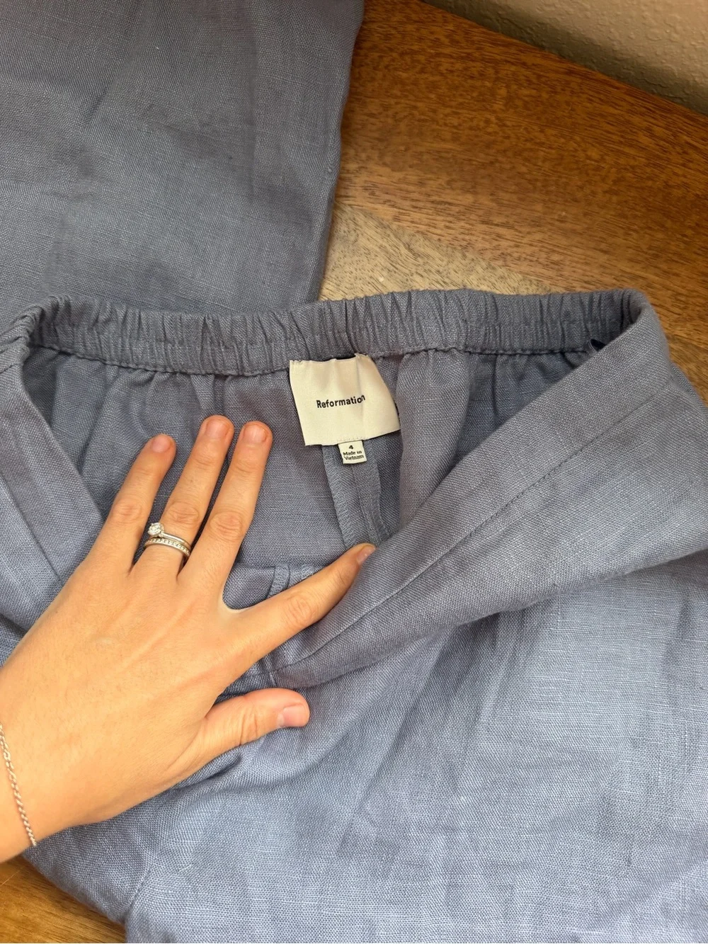 Reformation Linen Pants in Slate Blue
